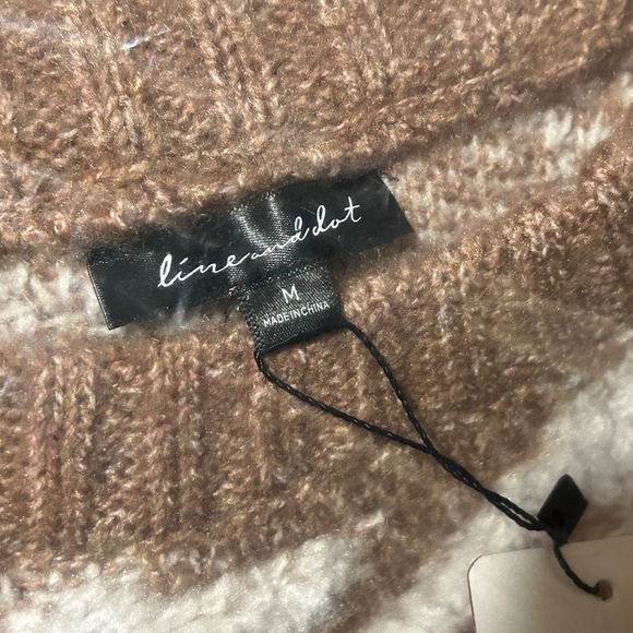 Line & Dot x Revolve Houndstooth Plush Sweater Cream/Toffee Brown Size M - NWT - Picture 16 of 16